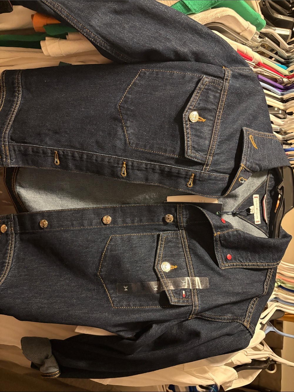 Tommy Hilfiger Denim Jacket NWT Size 34 Dark Wash Blue